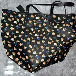 Coach F57668 Reversible City Tote Flower Orange/Blue/Green Floral Multi